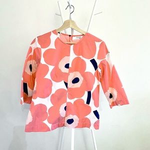 Marimekko Orange Flower Cotton Top, Size 34